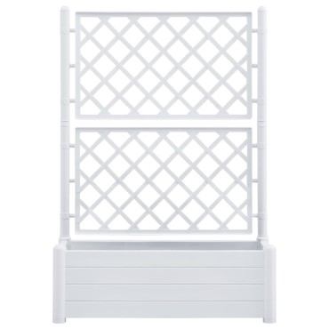 vidaXL Ζαρντινιέρα Κήπου με Καφασωτό Λευκή 100 x 43 x 142 εκ. από PP