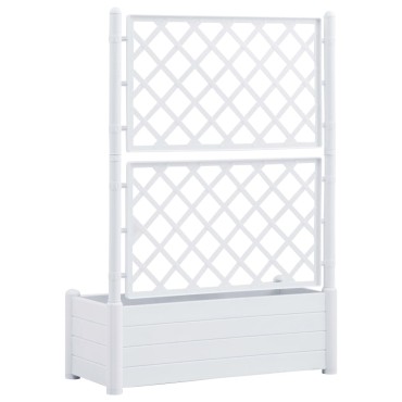 vidaXL Ζαρντινιέρα Κήπου με Καφασωτό Λευκή 100 x 43 x 142 εκ. από PP