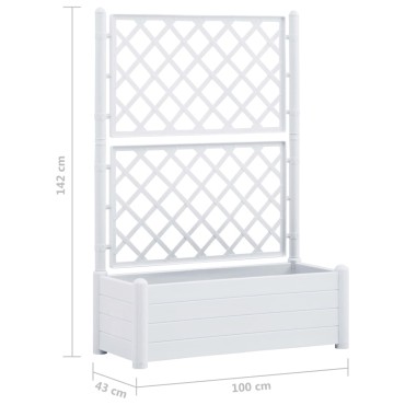 vidaXL Ζαρντινιέρα Κήπου με Καφασωτό Λευκή 100 x 43 x 142 εκ. από PP
