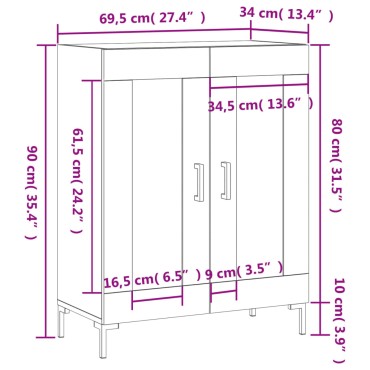 vidaXL Ντουλάπι Γυαλιστερό Λευκό 69,5x34x90cm Επεξεργασμένο Ξύλο 1 τεμ.