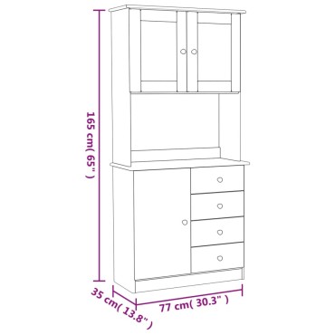 vidaXL Ντουλάπι ALTA 77x35x165cm από Μασίφ Ξύλο Πεύκου 1 τεμ.