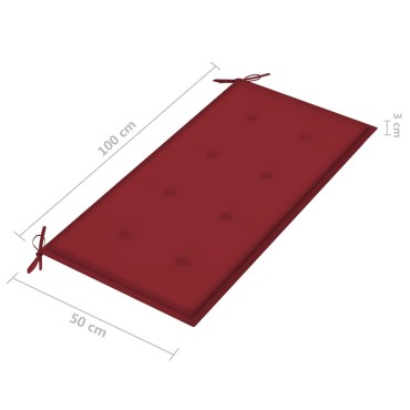 vidaXL Μαξιλάρι Πάγκου Κήπου Μπορντό 100x50x4cm Ύφασμα Oxford