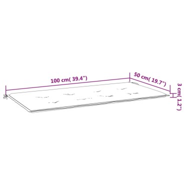 vidaXL Μαξιλάρι Πάγκου Κήπου Αν. Πράσινο 100x50x3cm Ύφασμα Oxford