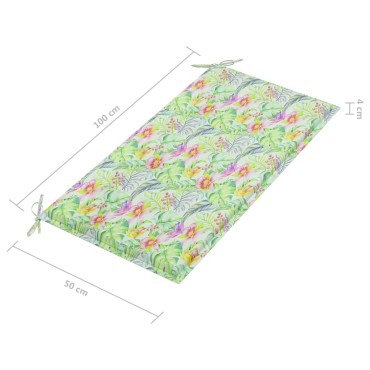vidaXL Μαξιλάρι Πάγκου Κήπου Σχέδιο Φύλλων 100x50x3 εκ. Ύφασμα Oxford