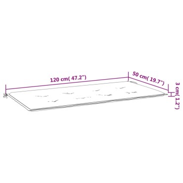 vidaXL Μαξιλάρι Πάγκου Κήπου Αν. Πράσινο 120x50x4cm Ύφασμα Oxford
