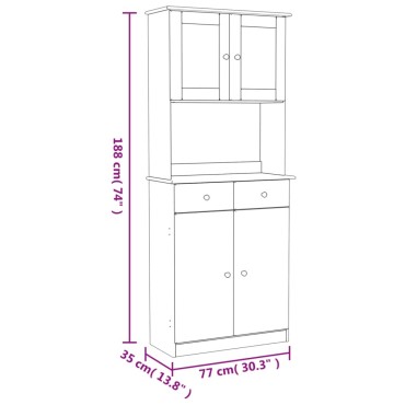 vidaXL Ντουλάπι ALTA Λευκό 77x35x188cm από Μασίφ Ξύλο Πεύκου 1 τεμ.