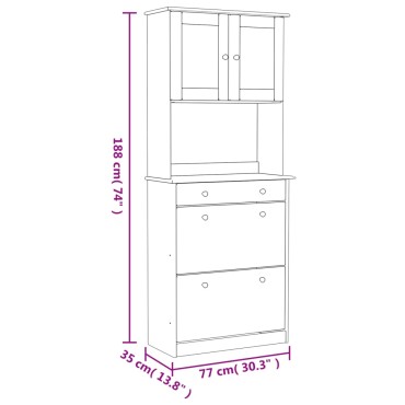 vidaXL Ντουλάπι ALTA Λευκό 77x35x188cm από Μασίφ Ξύλο Πεύκου 1 τεμ.