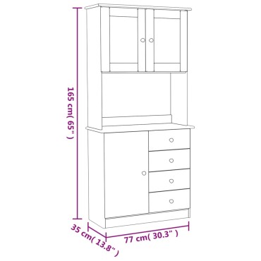 vidaXL Ντουλάπι ALTA Λευκό 77x35x165cm από Μασίφ Ξύλο Πεύκου 1 τεμ.