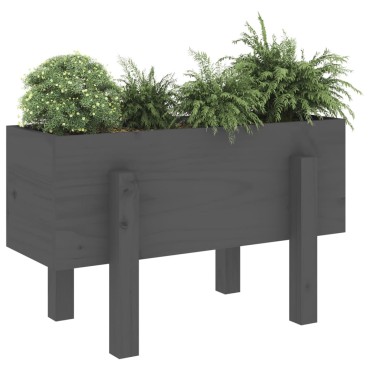 vidaXL Ζαρντινιέρα Γκρι 62 x 30 x 38 εκ. από Μασίφ Ξύλο Πεύκου