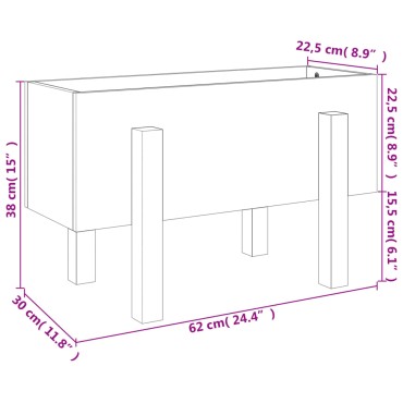 vidaXL Ζαρντινιέρα Γκρι 62 x 30 x 38 εκ. από Μασίφ Ξύλο Πεύκου