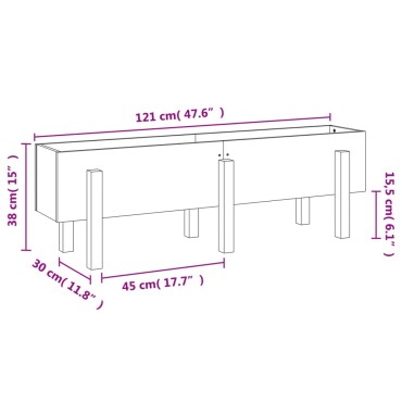 vidaXL Ζαρντινιέρα Υπερυψωμένη 121 x 30 x 38 εκ. από Μασίφ Ξύλο Πεύκου