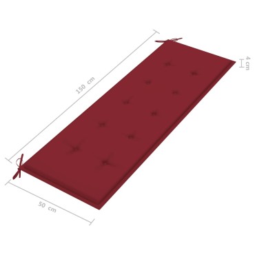vidaXL Μαξιλάρι Πάγκου Κήπου Μπορντό 150x50x4cm Ύφασμα Oxford