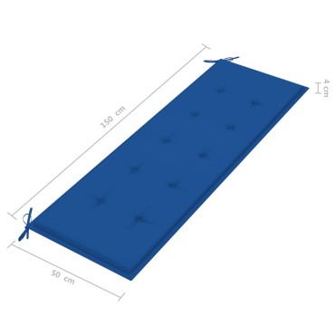 vidaXL Μαξιλάρι Πάγκου Κήπου Μπλε Ρουά 150x50x3cm Ύφασμα Oxford