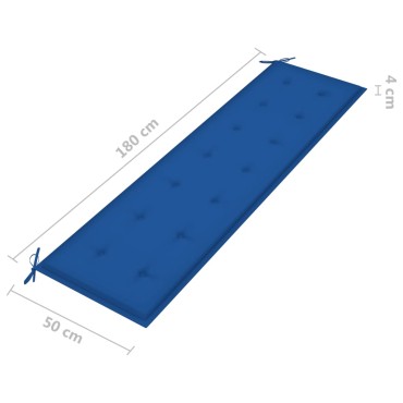 vidaXL Μαξιλάρι Πάγκου Κήπου Μπλε Ρουά 180x50x3cm Ύφασμα Oxford