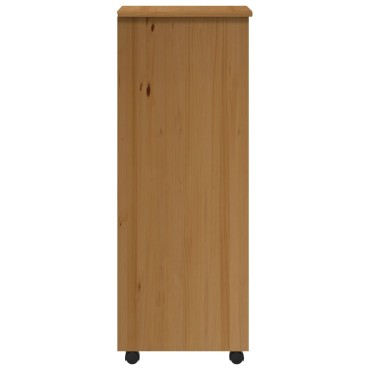 vidaXL Ντουλάπι Κυλιόμενο με Συρτάρια MOSS Μελί Καφέ Μασίφ Ξύλο Πεύκου 34x39x103cm 1 τεμ.