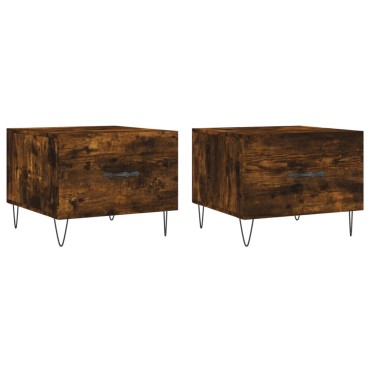 vidaXL Τραπεζάκια Σαλονιού 2 τεμ. Καπνιστή Oak 50x50x40cm Επεξ. Ξύλο
