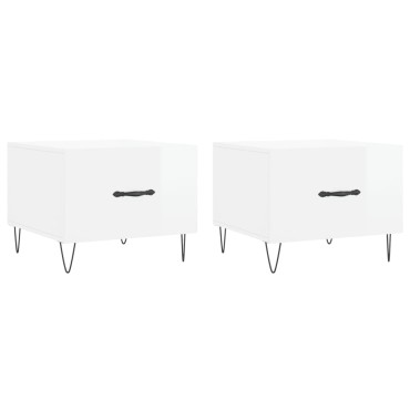 vidaXL Τραπεζάκια Σαλονιού 2 τεμ. Λευκά 50x50x40cm Επεξεργασμένο Ξύλο