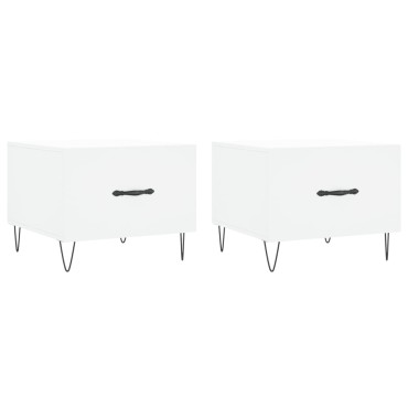 vidaXL Τραπεζάκια Σαλονιού 2 τεμ. Λευκά 50x50x40cm Επεξεργασμένο Ξύλο