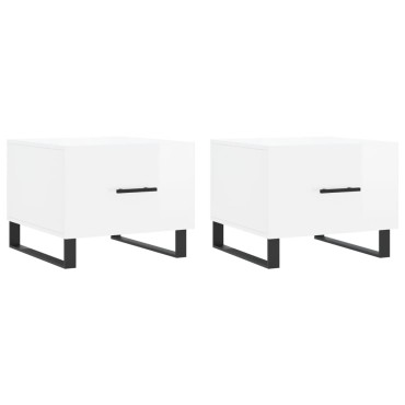 vidaXL Τραπεζάκια Σαλονιού 2 τεμ. Λευκά 50x50x40cm Επεξεργασμένο Ξύλο