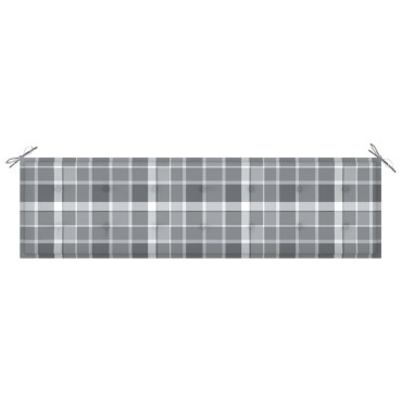 vidaXL Μαξιλάρι για Παγκάκι Κήπου Γκρι Καρό 180x50x4cm Υφασμάτινο