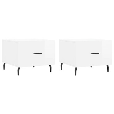 vidaXL Τραπεζάκια Σαλονιού 2 τεμ. Λευκά 50x50x40cm Επεξεργασμένο Ξύλο