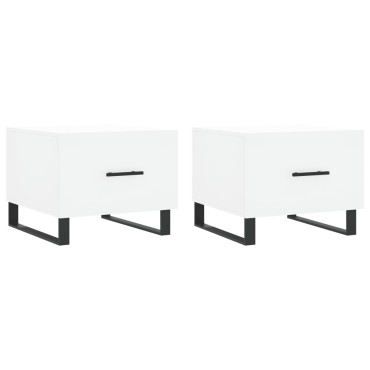 vidaXL Τραπεζάκια Σαλονιού 2 τεμ. Λευκά 50x50x40cm Επεξεργασμένο Ξύλο