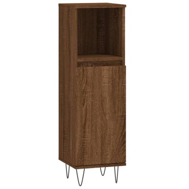 vidaXL Ντουλάπι Μπάνιου Καφέ Δρυς 30x30x100cm Επεξεργασμένο Ξύλο