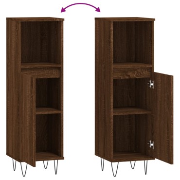 vidaXL Ντουλάπι Μπάνιου Καφέ Δρυς 30x30x100cm Επεξεργασμένο Ξύλο