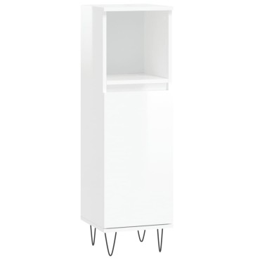 vidaXL Ντουλάπι Μπάνιου Γυαλιστερό Λευκό 30x30x100cm Επεξεργ. Ξύλο