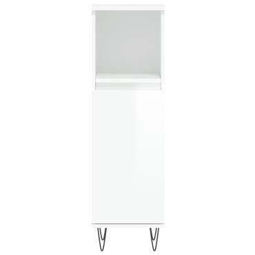 vidaXL Ντουλάπι Μπάνιου Γυαλιστερό Λευκό 30x30x100cm Επεξεργ. Ξύλο
