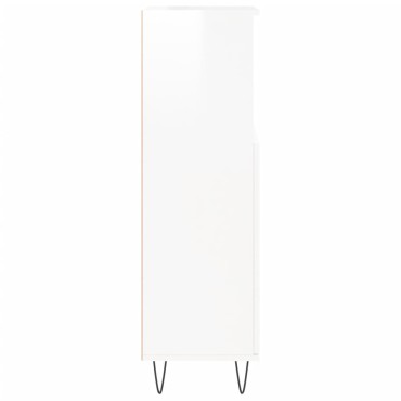 vidaXL Ντουλάπι Μπάνιου Γυαλιστερό Λευκό 30x30x100cm Επεξεργ. Ξύλο