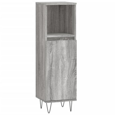 vidaXL Ντουλάπι Μπάνιου Γκρι Sonoma 30x30x100cm Επεξεργασμένο Ξύλο