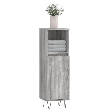 vidaXL Ντουλάπι Μπάνιου Γκρι Sonoma 30x30x100cm Επεξεργασμένο Ξύλο
