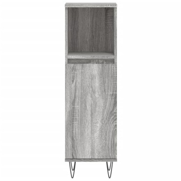 vidaXL Ντουλάπι Μπάνιου Γκρι Sonoma 30x30x100cm Επεξεργασμένο Ξύλο