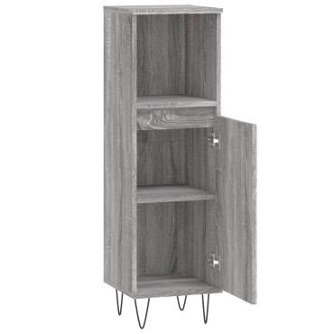 vidaXL Ντουλάπι Μπάνιου Γκρι Sonoma 30x30x100cm Επεξεργασμένο Ξύλο