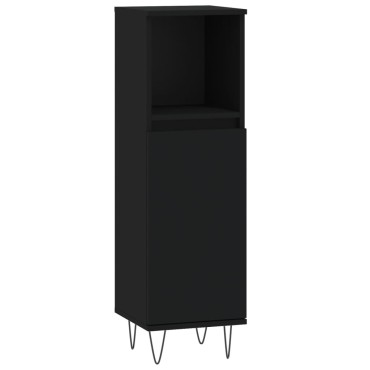 vidaXL Ντουλάπι Μπάνιου Μαύρο 30x30x100cm Επεξεργασμένο Ξύλο