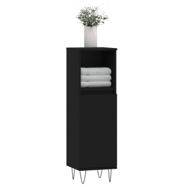 vidaXL Ντουλάπι Μπάνιου Μαύρο 30x30x100cm Επεξεργασμένο Ξύλο