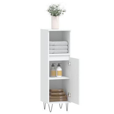 vidaXL Ντουλάπι Μπάνιου Λευκό 30x30x100cm από Επεξεργασμένο Ξύλο