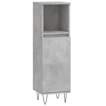 vidaXL Ντουλάπι Μπάνιου Γκρι Σκυροδέματος 30x30x100cm Επεξ. Ξύλο