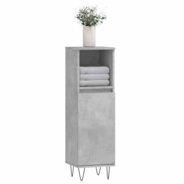 vidaXL Ντουλάπι Μπάνιου Γκρι Σκυροδέματος 30x30x100cm Επεξ. Ξύλο