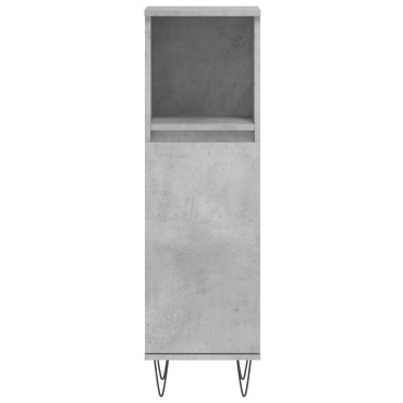 vidaXL Ντουλάπι Μπάνιου Γκρι Σκυροδέματος 30x30x100cm Επεξ. Ξύλο