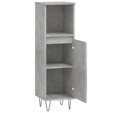 vidaXL Ντουλάπι Μπάνιου Γκρι Σκυροδέματος 30x30x100cm Επεξ. Ξύλο