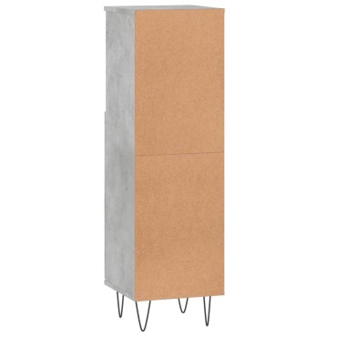 vidaXL Ντουλάπι Μπάνιου Γκρι Σκυροδέματος 30x30x100cm Επεξ. Ξύλο