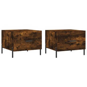 vidaXL Τραπεζάκια Σαλονιού 2 τεμ. Καπνιστή Oak 50x50x40cm Επεξ. Ξύλο