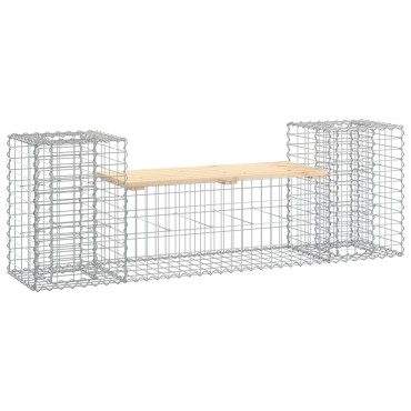 vidaXL Παγκάκι Κήπου Συρματοκιβώτιο 184x41x60,5cm Μασίφ Ξύλο Πεύκου 1 τεμ.