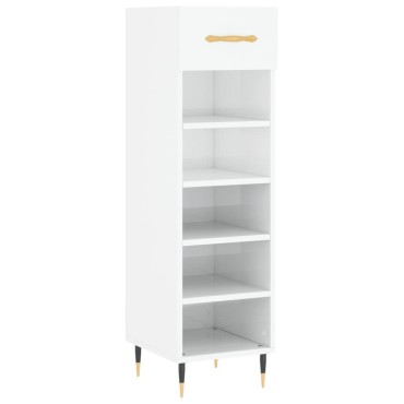 vidaXL Παπουτσοθήκη Γυαλιστερό Λευκό 30x35x105cm Επεξεργασμένο Ξύλο 1 τεμ.
