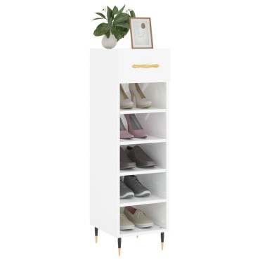 vidaXL Παπουτσοθήκη Γυαλιστερό Λευκό 30x35x105cm Επεξεργασμένο Ξύλο 1 τεμ.