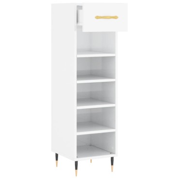 vidaXL Παπουτσοθήκη Γυαλιστερό Λευκό 30x35x105cm Επεξεργασμένο Ξύλο 1 τεμ.