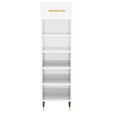 vidaXL Παπουτσοθήκη Γυαλιστερό Λευκό 30x35x105cm Επεξεργασμένο Ξύλο 1 τεμ.