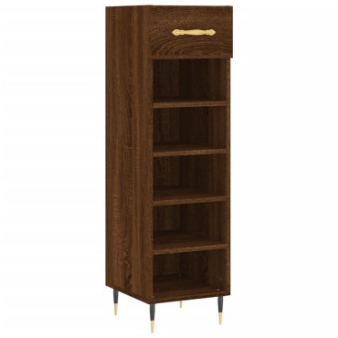 vidaXL Παπουτσοθήκη Καπνιστή Δρυς 30x35x105cm από Επεξεργασμένο Ξύλο 1 τεμ.